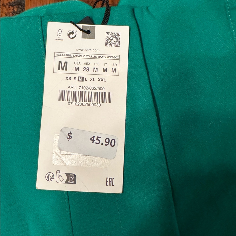 Zara High-Waisted Trousers- Green - Picture 5 of 6